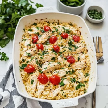 One Pan Boursin Chicken Risotto: 8 Easy Steps to Creamy Perfection on a white plate