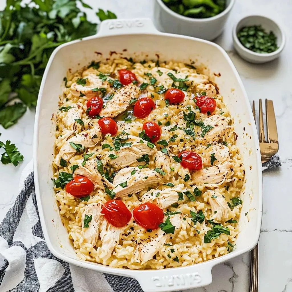 One Pan Boursin Chicken Risotto: 8 Easy Steps to Creamy Perfection on a white plate